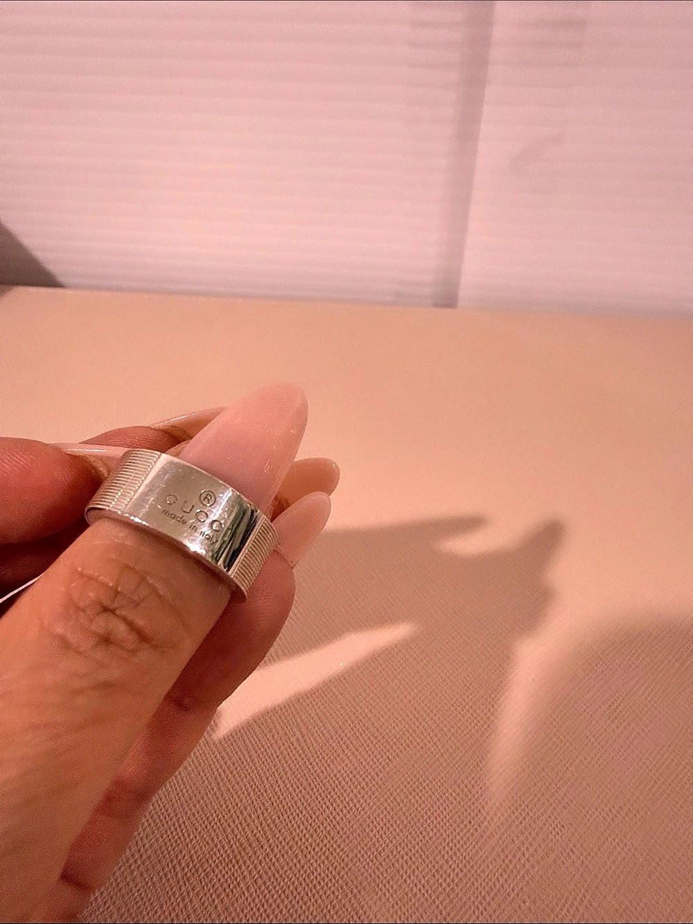 Gucci Trademark Wide Band Ring Silver